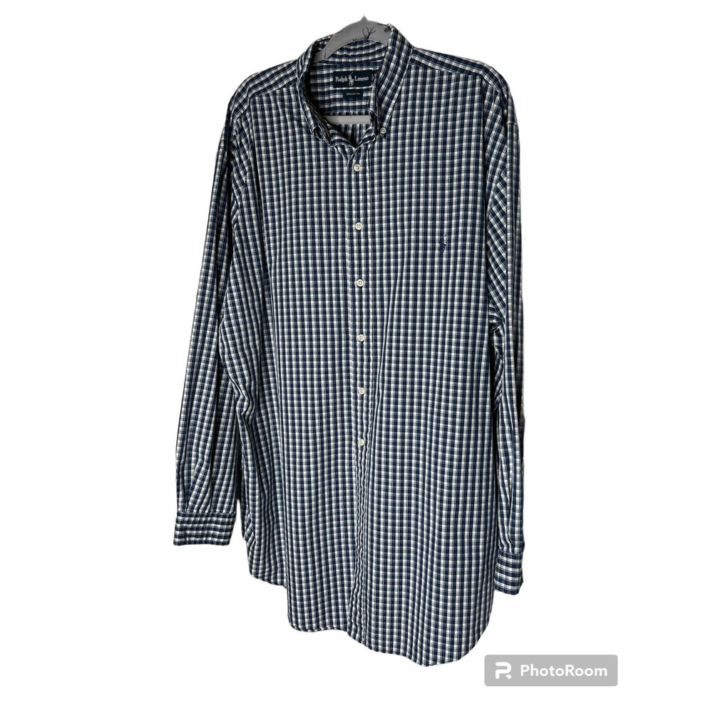 Ralph Lauren Men's Button-down Shirt Size XL Tall in Blue and White Plaid
